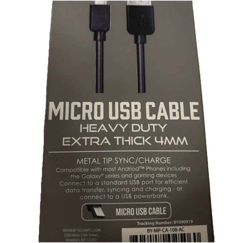 ByTech Micro USB Cable Heavy Duty Extra Thick 4MM 10FT Black